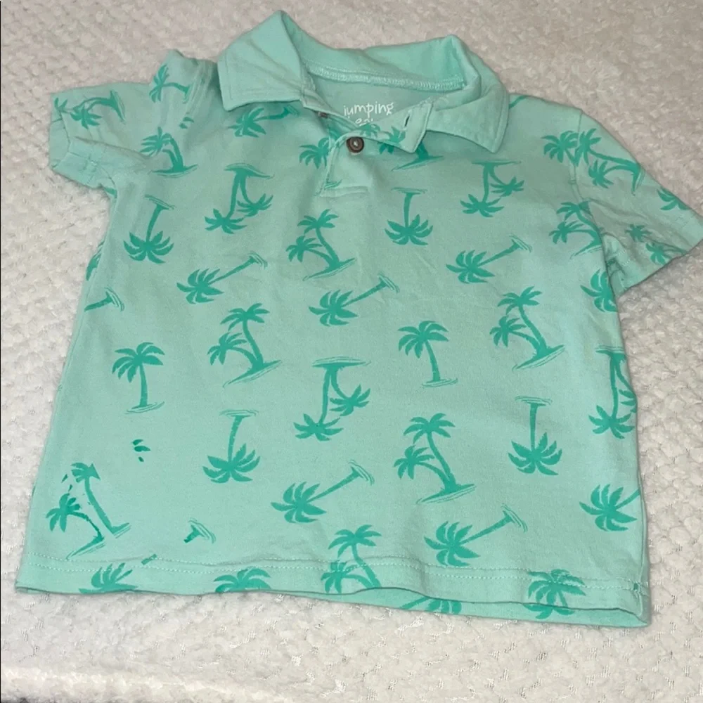 Jumping Beans Mint Green Palm Tree Polo Shirt
